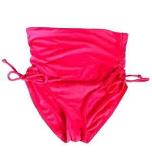 Spanx High Waisted Swim Bottom Ruched Tied Sides  Sz. Small S Raspberry